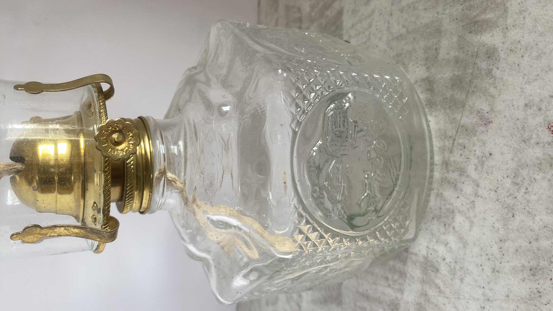 Photo 3 of GLASS & BRASS OIL LAMP H15”