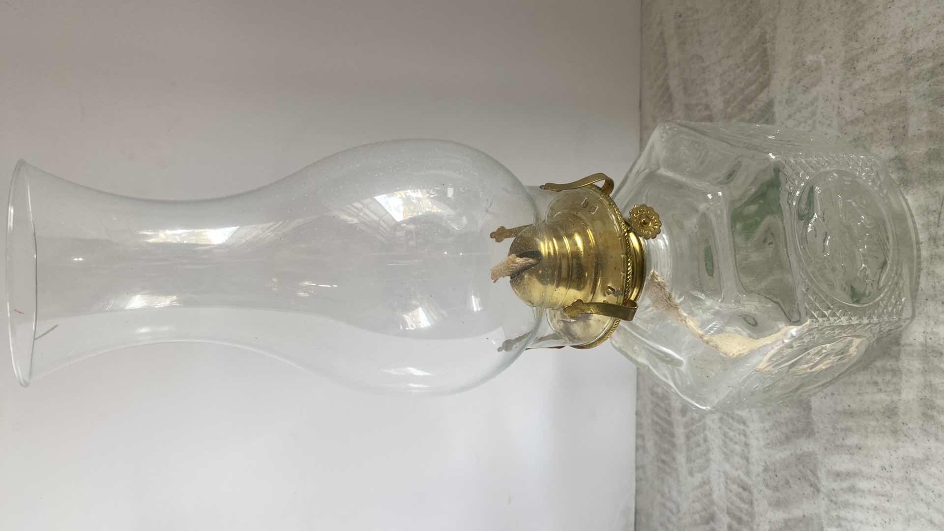 Photo 1 of GLASS & BRASS OIL LAMP H15”