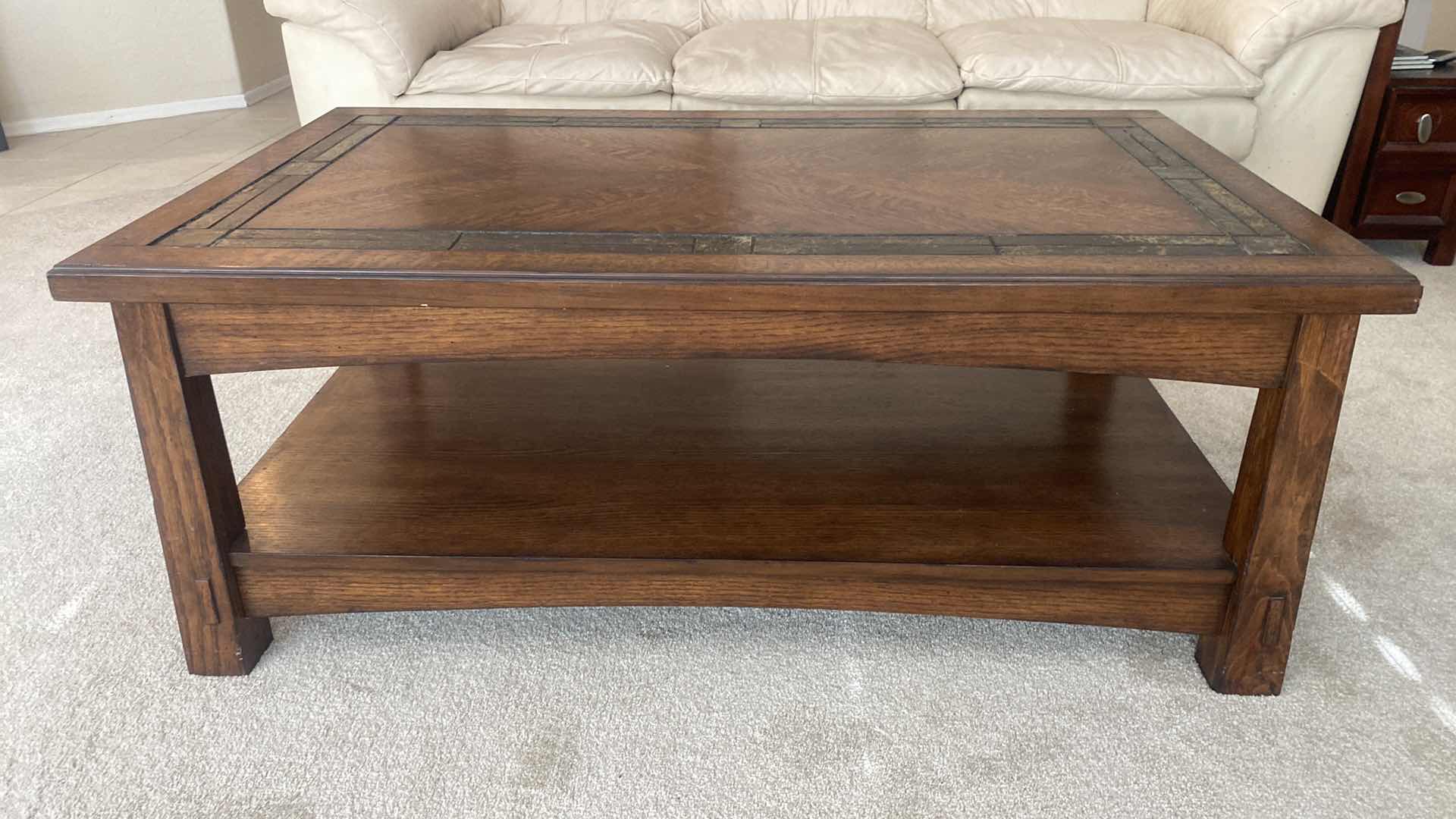 Photo 2 of DARK OAK COFFEE TABLE 48“ x 28 “ H  19”