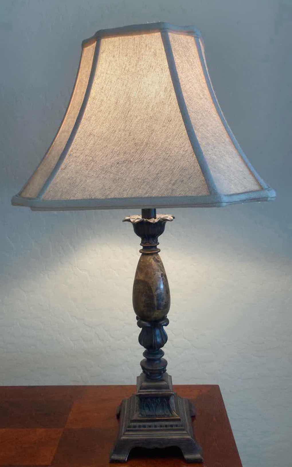 Photo 1 of TABLE LAMP WITH LINEN SHADE H 27”