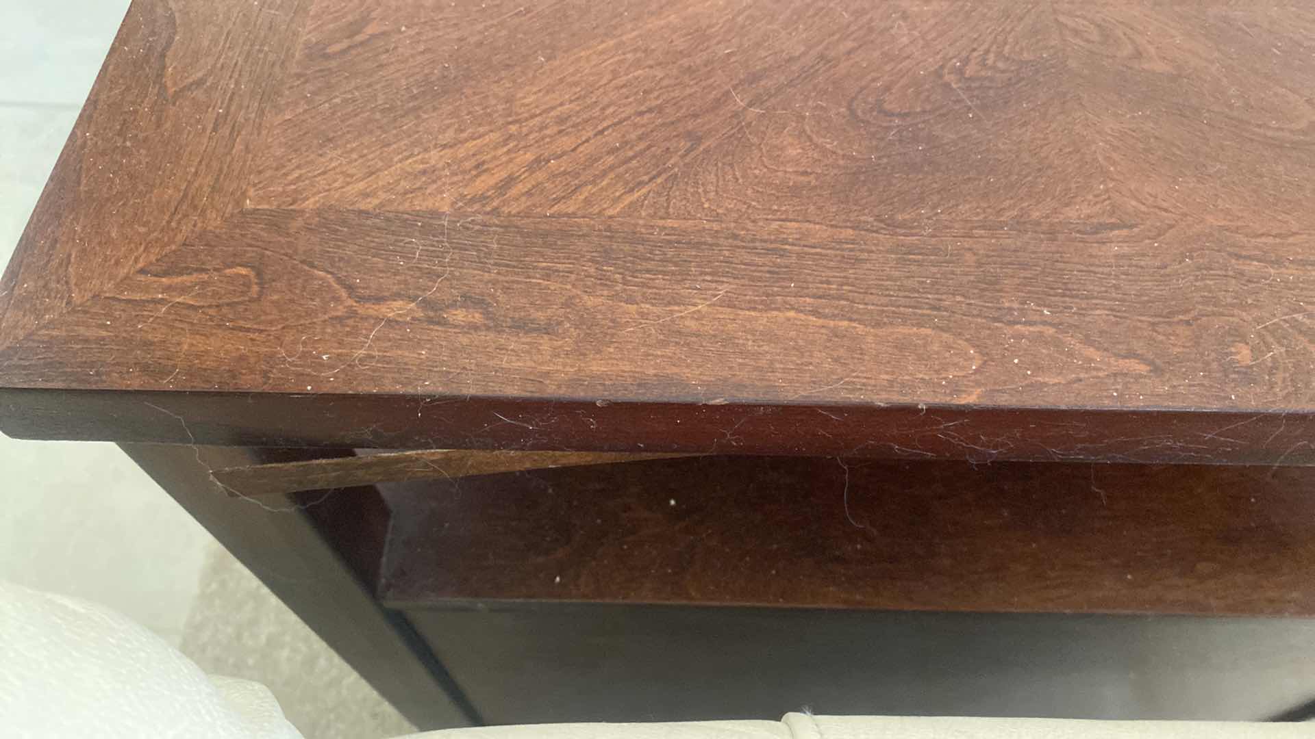 Photo 5 of DARK WOOD VENEER END TABLE 12” x 24” H 24”