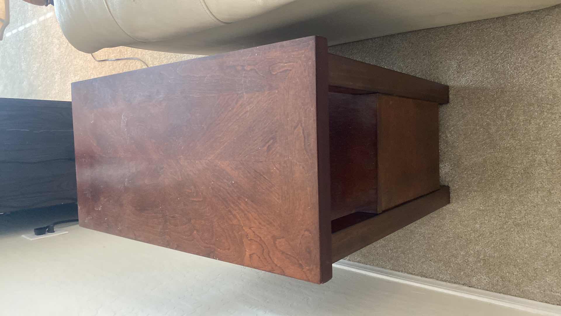 Photo 6 of DARK WOOD VENEER END TABLE 12” x 24” H 24”