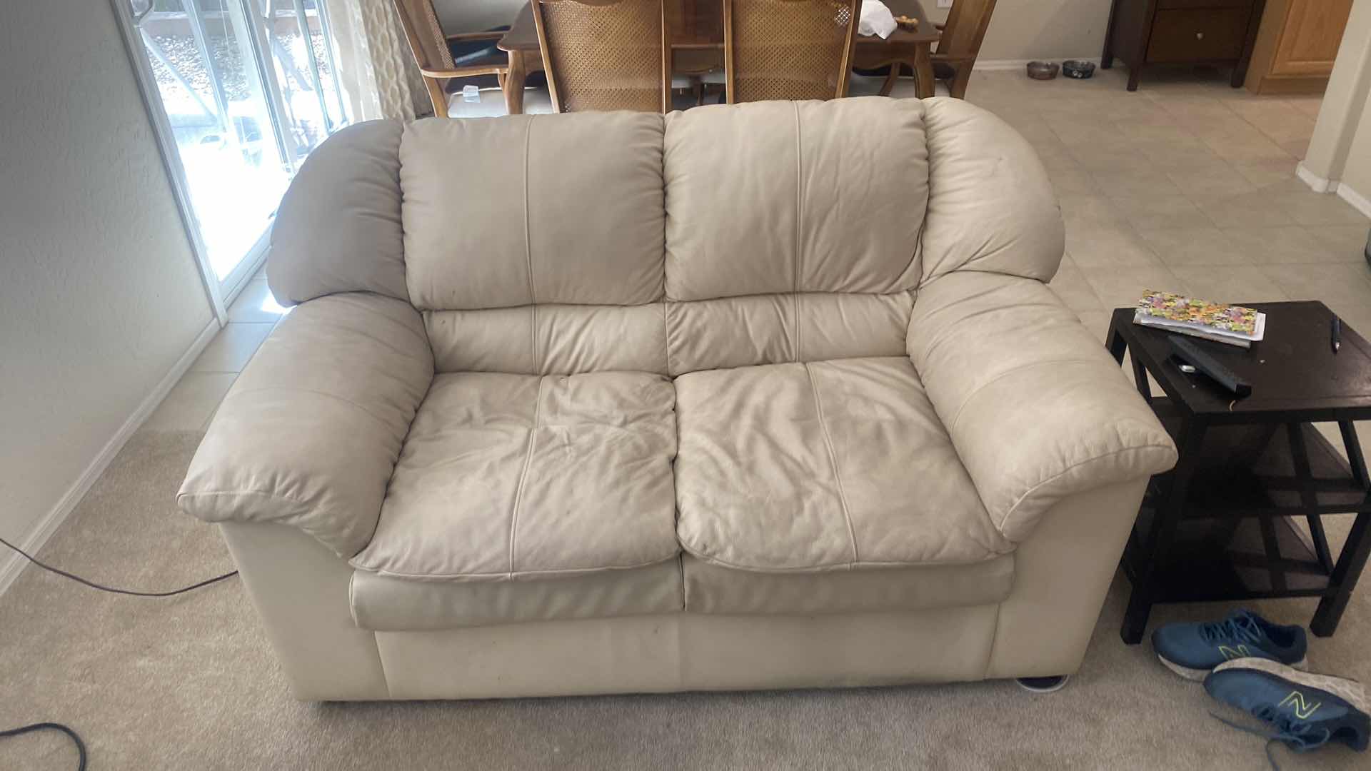 Photo 2 of 70” CREAM LEATHER LOVESEAT