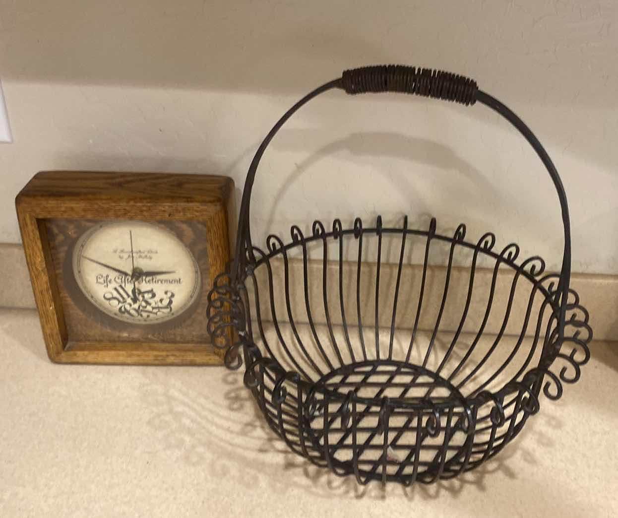 Photo 1 of KITCHEN CLOCK AND METAL FRUIT BASKET