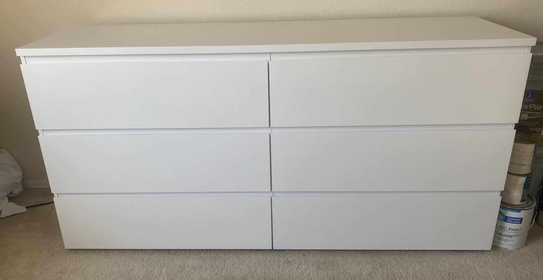 Photo 1 of WOOD WHITE HIGH GLOSS 6 DRAWER DRESSER 66“ x 18 1/2“ H 33”