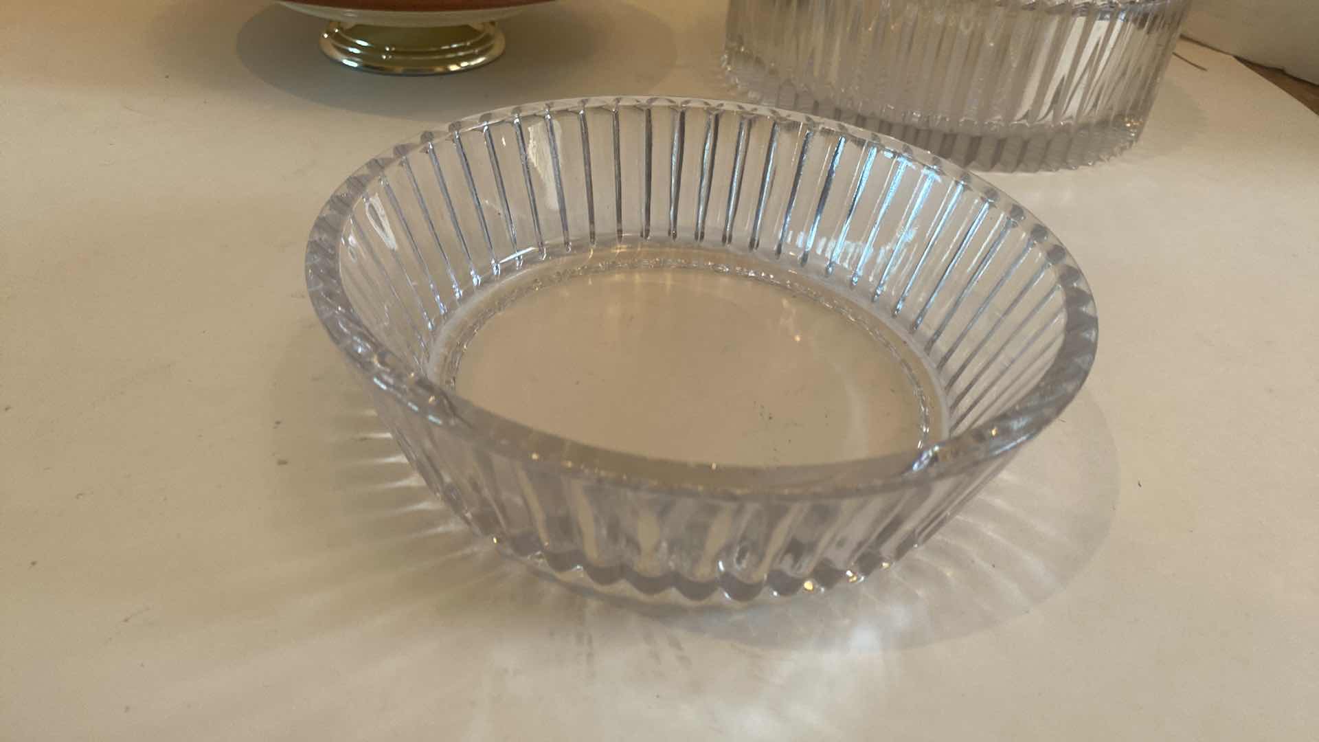 Photo 3 of 2-FLUTED CRYSTAL BOWLS & 1 CHEESE OR DESERT WITH LID