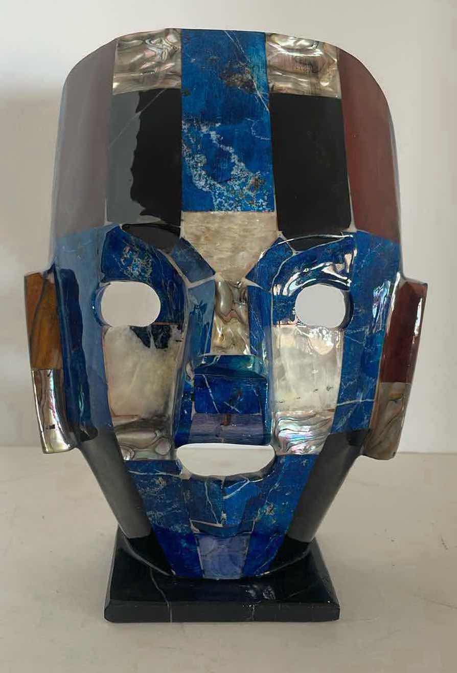 Photo 1 of 1970'S AZTEC MAYAN TESSELLATED SEMI-PRECIOUS STONE MASK  9”H