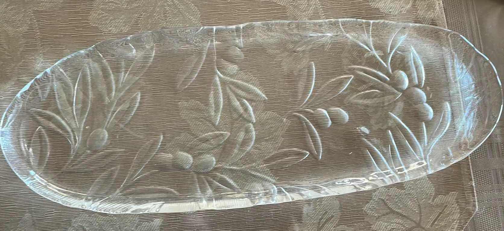 Photo 1 of GLASS SERVING PLATE OLIVE DESIGN 17”