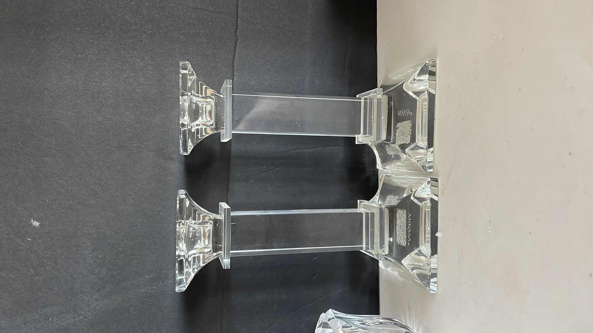 Photo 4 of GLASS AND CRYSTAL CANDLE STICKS 6”H