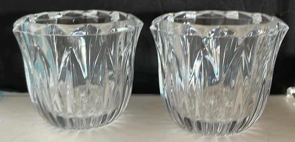 Photo 2 of GLASS AND CRYSTAL CANDLE STICKS 6”H