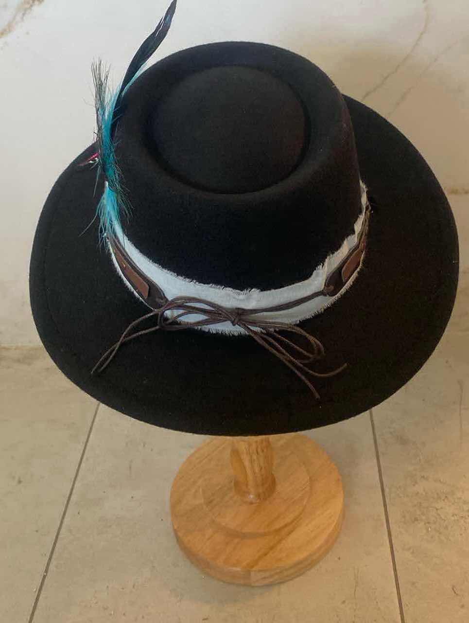 Photo 3 of NEW CUSTOM DESIGNED WOMENS FELT FLAT EAVES FEDORA HAT (ADJUSTABLE)