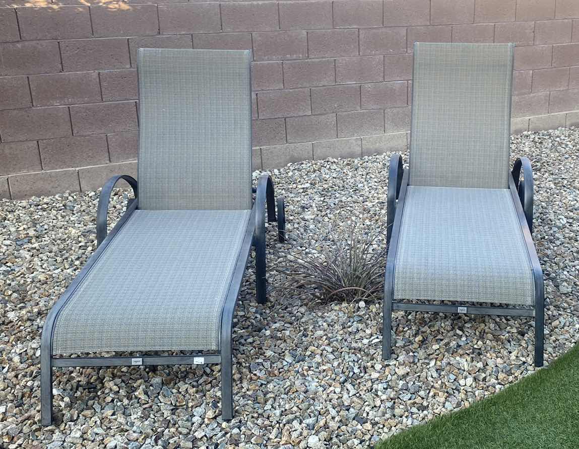 Photo 1 of PAIR OF AGIO ALUMINUM FRAME MESH ADJUSTABLE CHAISE OUTDOOR LOUNGE-CHAIRS