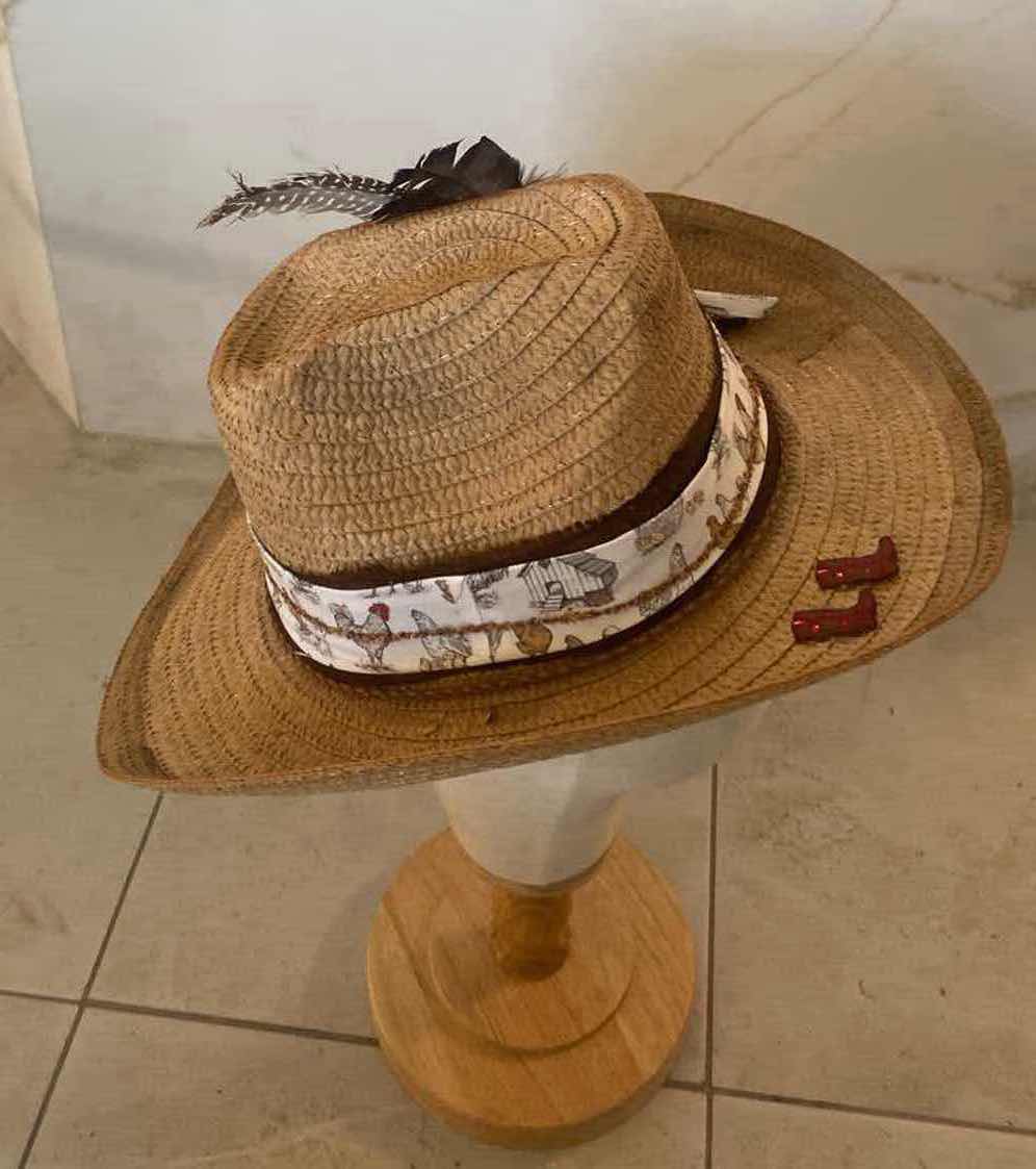 Photo 3 of NEW CUSTOM DESIGNED STRAW WESTERN COWGIRL HAT (ADJUSTABLE)