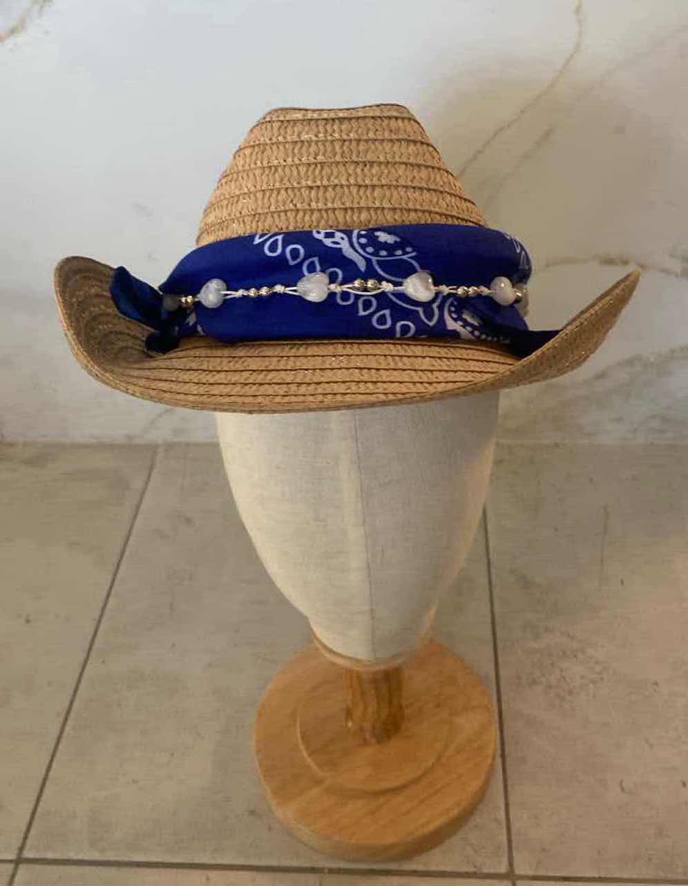 Photo 1 of NEW CUSTOM DESIGNED STRAW WESTERN COWGIRL REMOVEABLE BANDANA HAT (ADJUSTABLE)