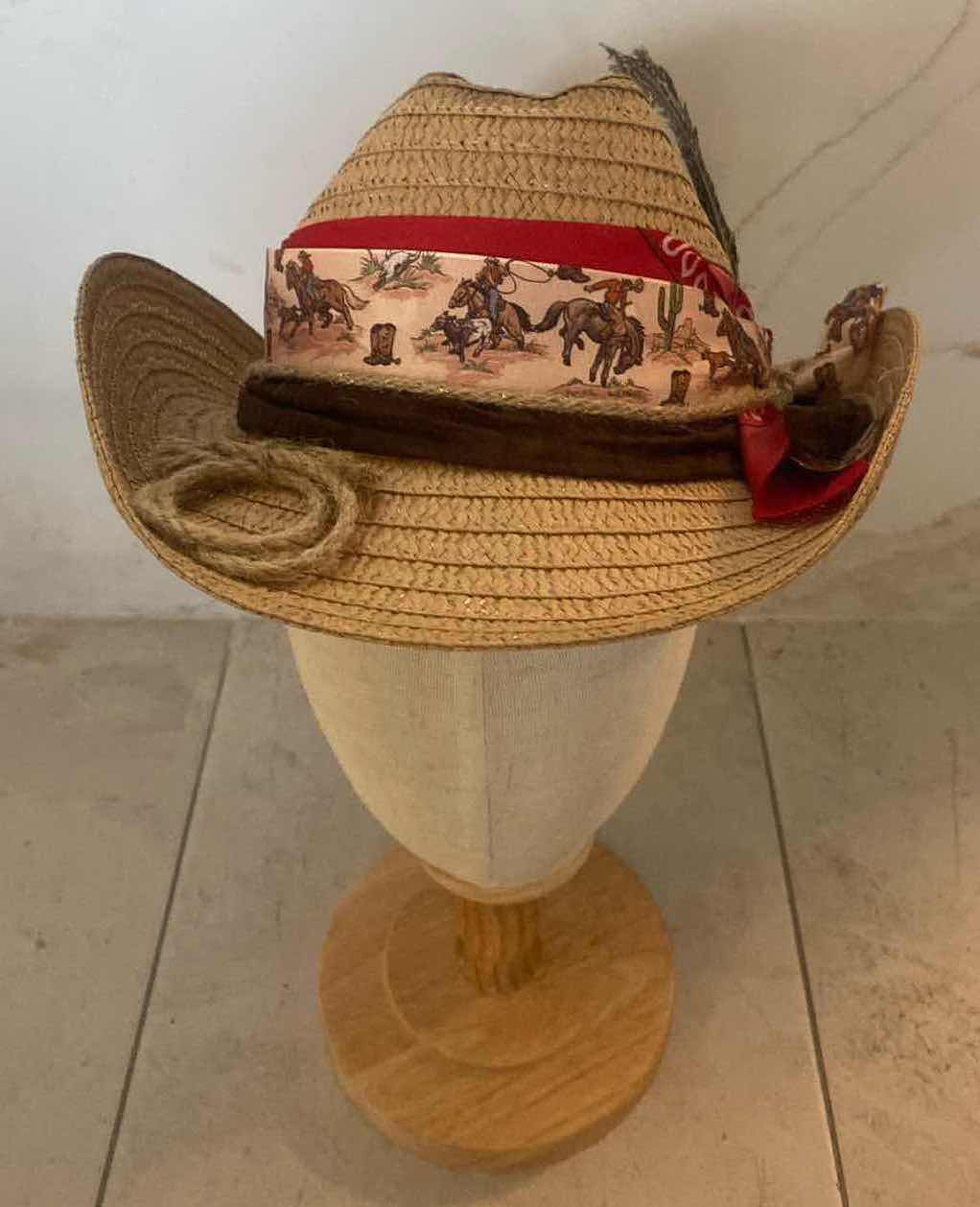 Photo 1 of NEW CUSTOM DESIGNED STRAW WESTERN COWGIRL HAT (ADJUSTABLE)