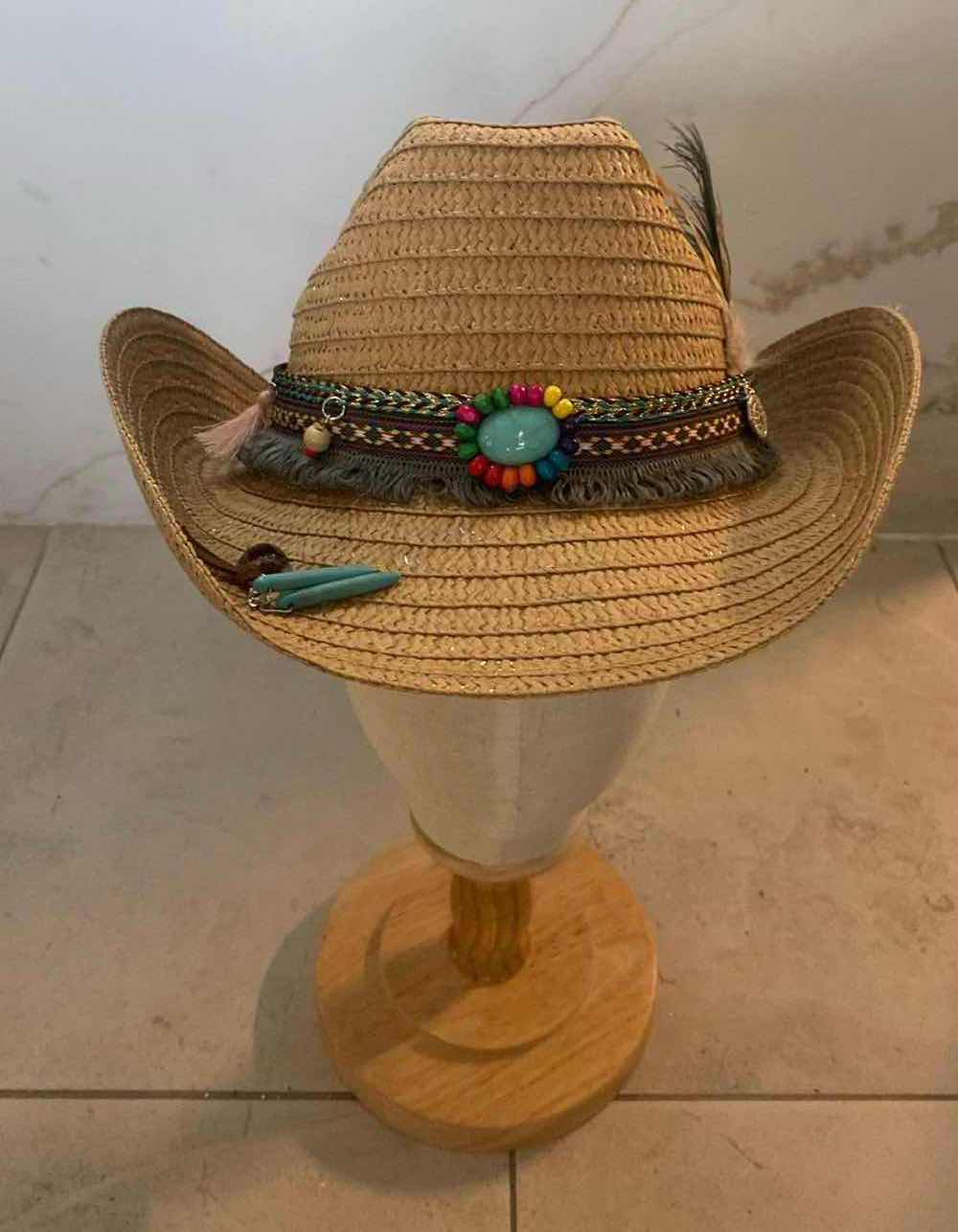 Photo 1 of NEW CUSTOM DESIGNED STRAW WESTERN COWGIRL HAT (ADJUSTABLE)