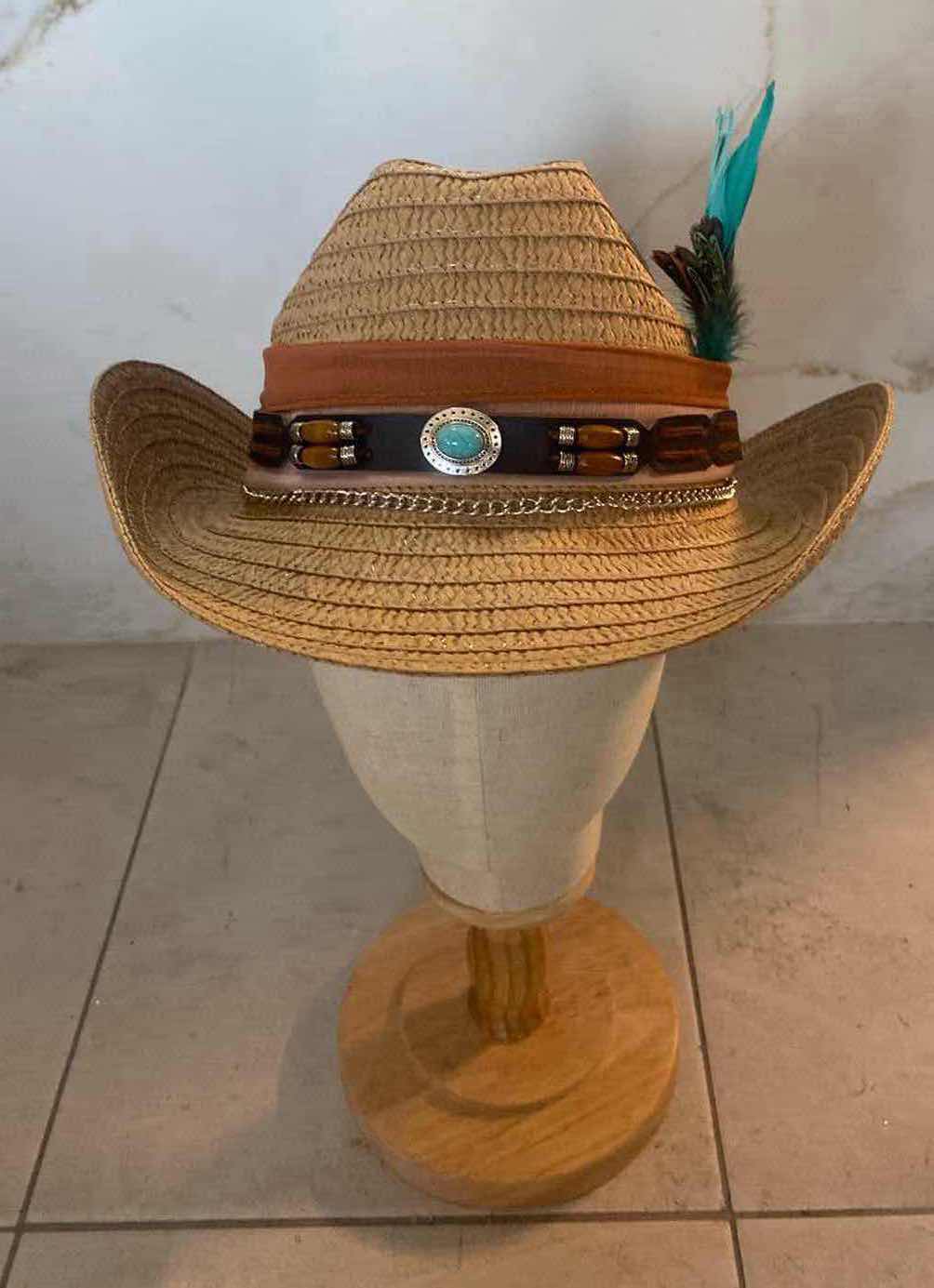 Photo 1 of NEW CUSTOM DESIGNED STRAW WESTERN COWGIRL HAT (ADJUSTABLE)