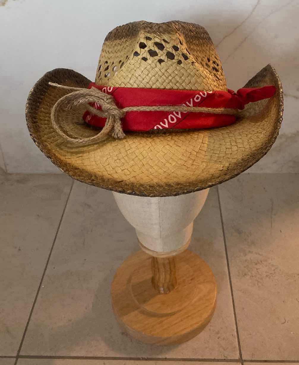 Photo 1 of NEW CUSTOM DESIGNED STRAW WESTERN REMOVABLE BANDANA COWGIRL HAT (ONE SIZE FITS ALL)