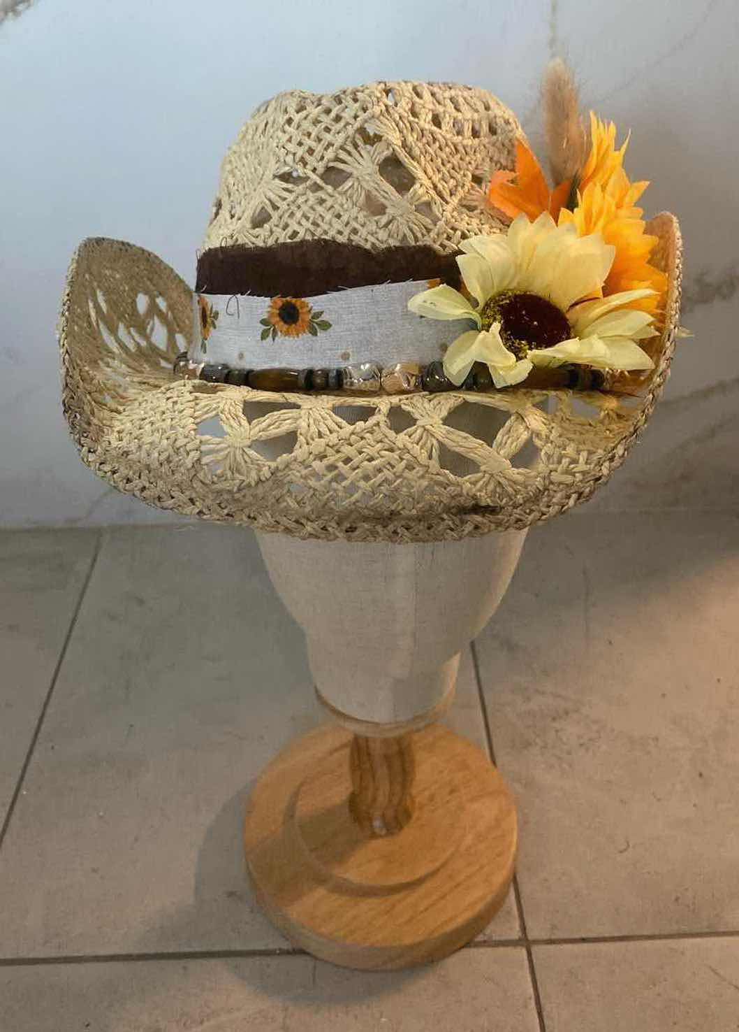 Photo 1 of NEW CUSTOM DESIGNED STRAW WESTERN COWGIRL HAT (ADJUSTABLE)