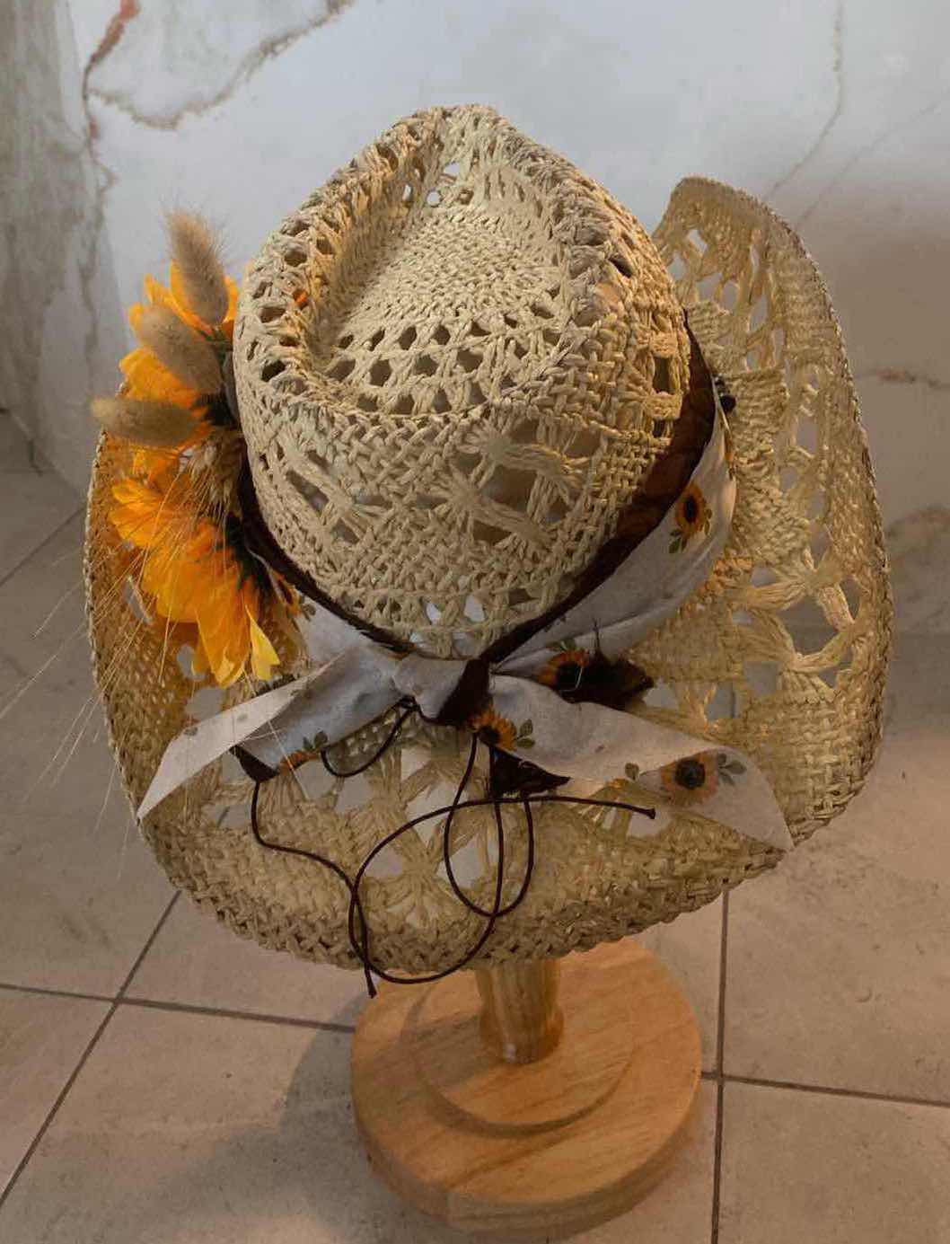 Photo 3 of NEW CUSTOM DESIGNED STRAW WESTERN COWGIRL HAT (ADJUSTABLE)