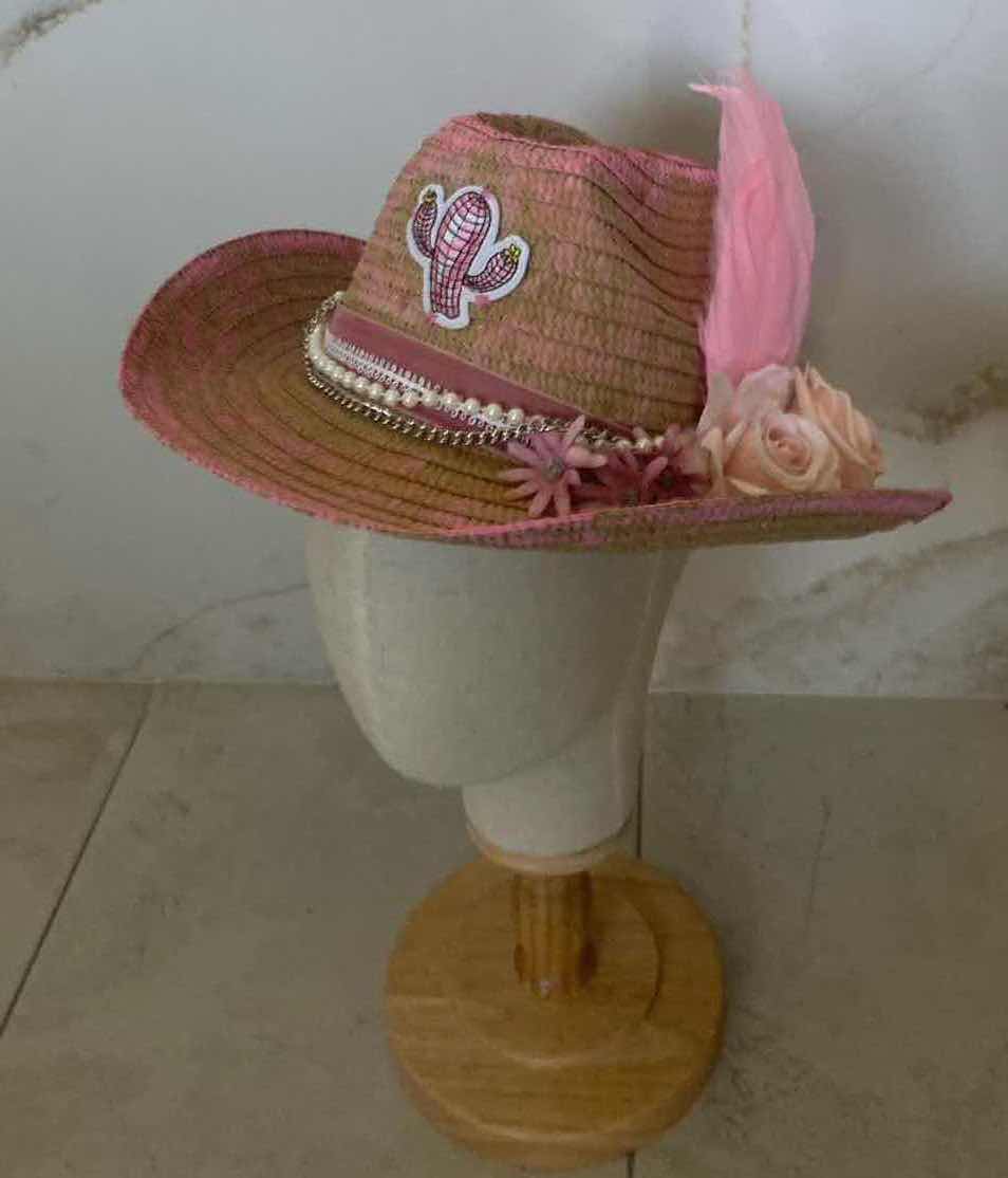 Photo 1 of NEW CUSTOM DESIGNED STRAW WESTERN COWGIRL HAT (ADJUSTABLE)