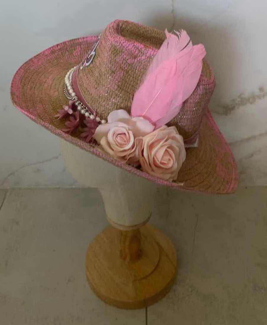 Photo 3 of NEW CUSTOM DESIGNED STRAW WESTERN COWGIRL HAT (ADJUSTABLE)