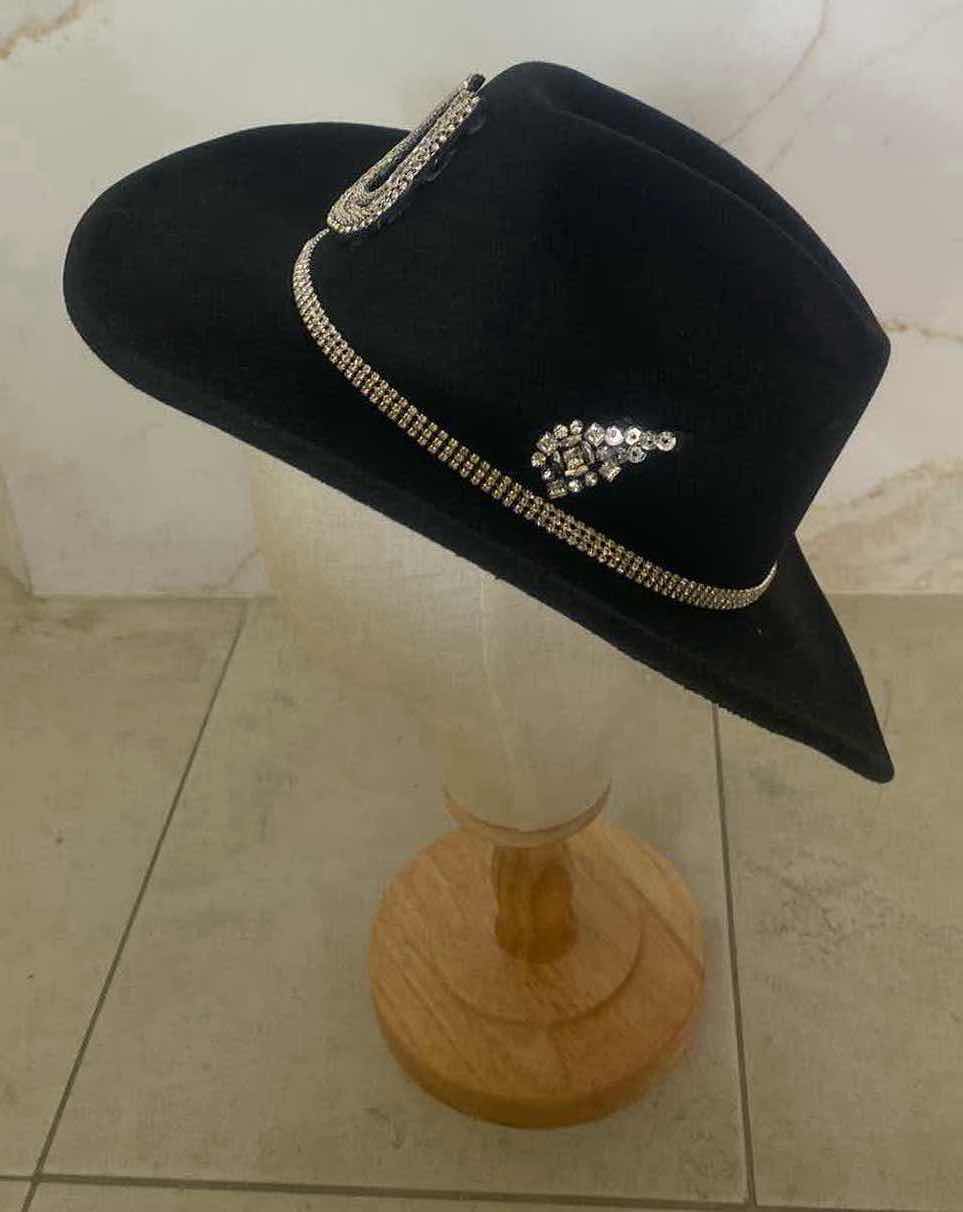 Photo 3 of NEW CUSTOM DESIGNED BLACK POLYESTER WESTERN COWGIRL HAT (ADJUSTABLE)