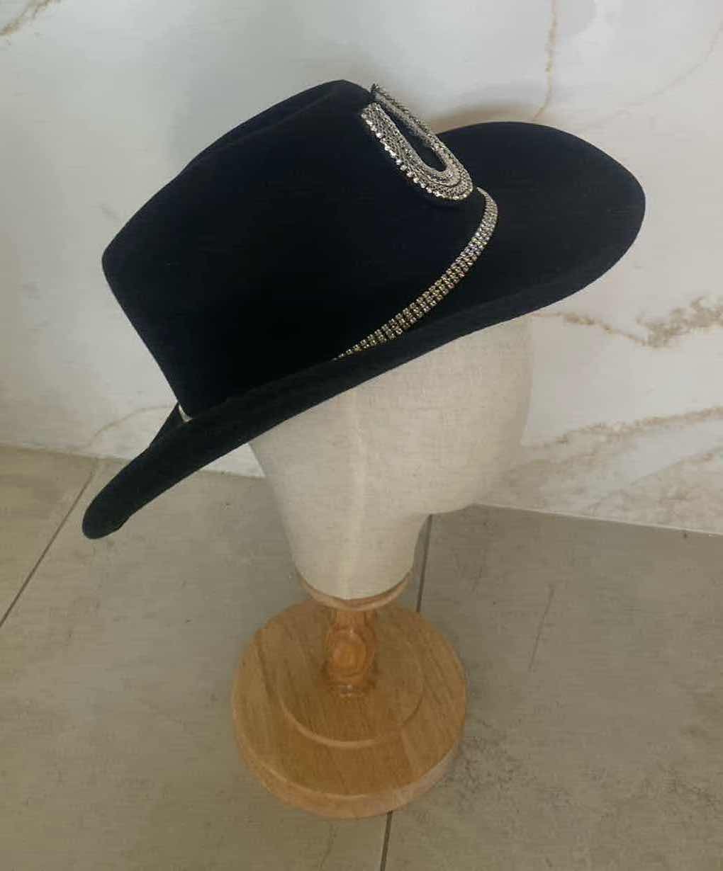 Photo 5 of NEW CUSTOM DESIGNED BLACK POLYESTER WESTERN COWGIRL HAT (ADJUSTABLE)