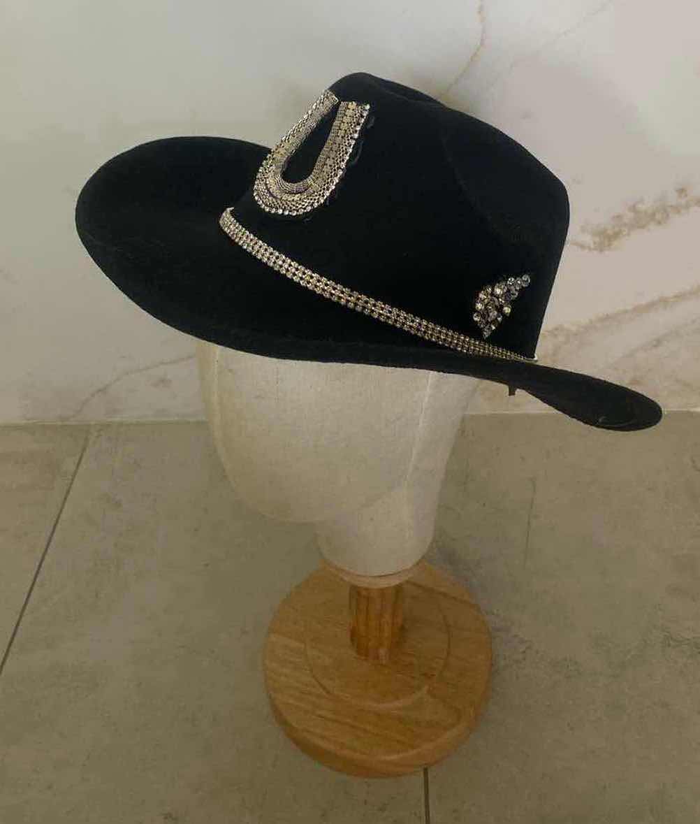 Photo 1 of NEW CUSTOM DESIGNED BLACK POLYESTER WESTERN COWGIRL HAT (ADJUSTABLE)