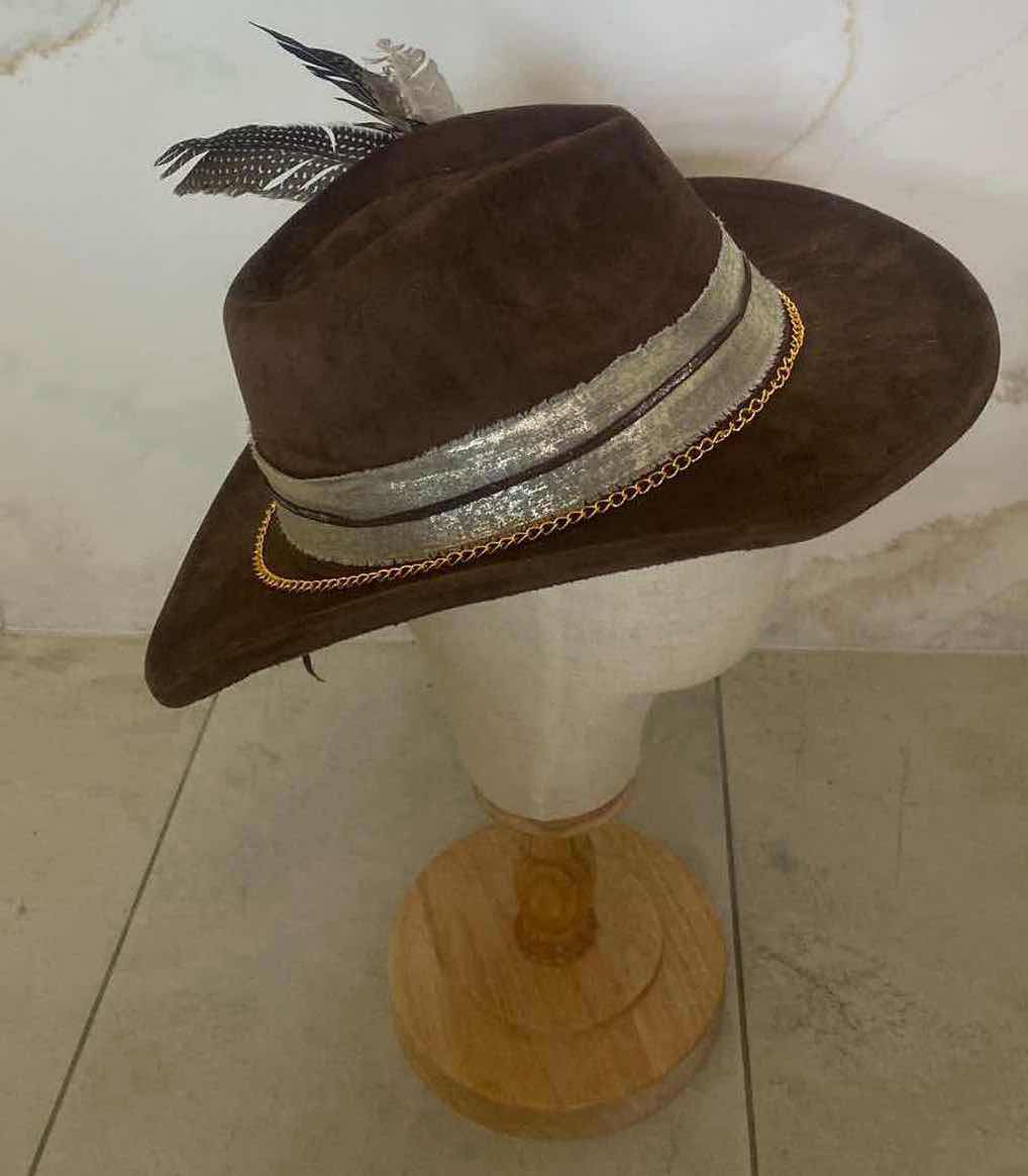 Photo 3 of NEW CUSTOM DESIGNED BROWN POLYESTER WESTERN COWGIRL HAT (ADJUSTABLE)