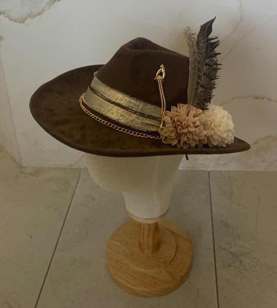 Photo 1 of NEW CUSTOM DESIGNED BROWN POLYESTER WESTERN COWGIRL HAT (ADJUSTABLE)