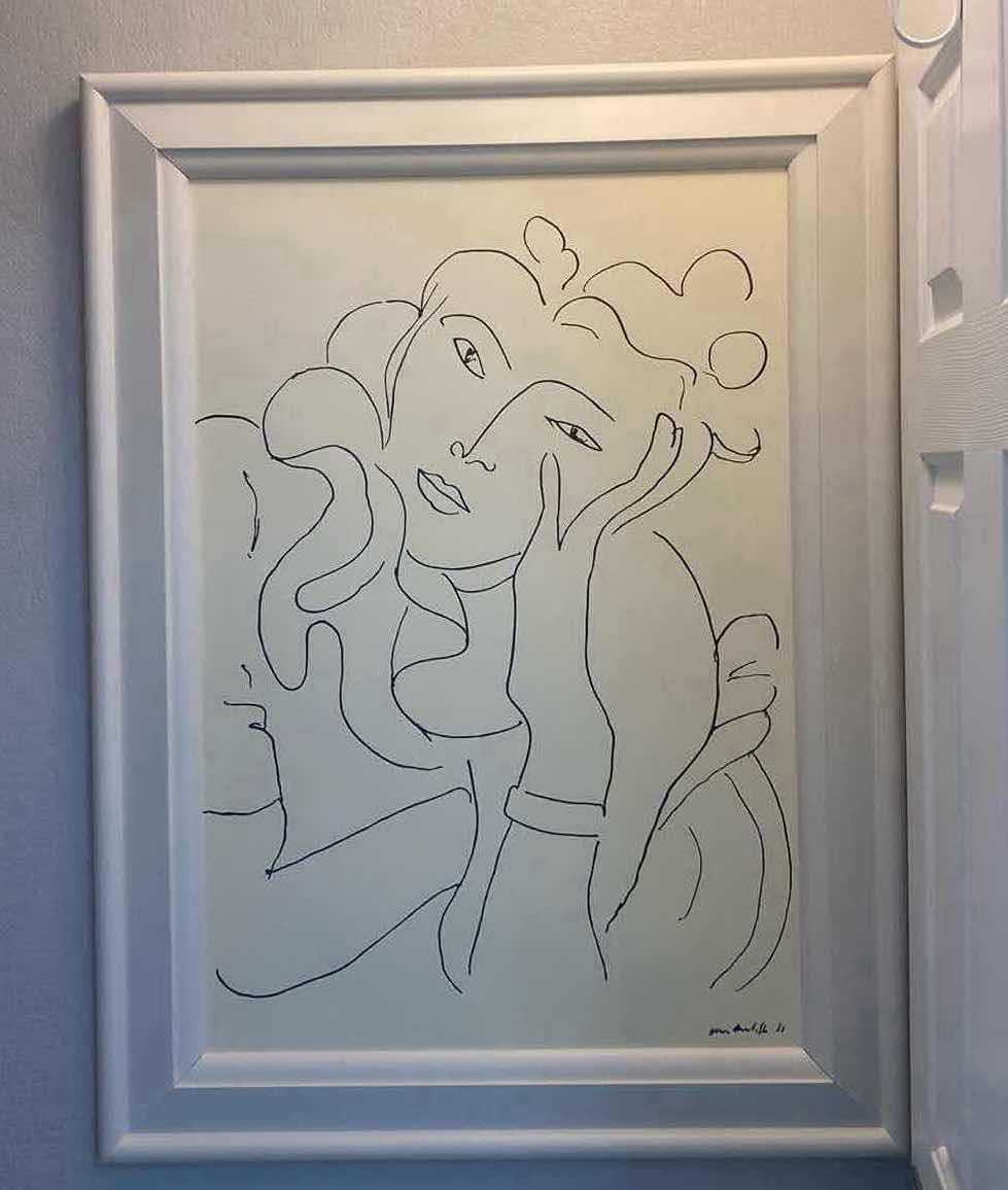 Photo 1 of FRAMED WHITE WOOD HENRI MATISSE “LA FLEUR” LITHOGRAPHIC SIGNED PRINT ARTWORK FROM WYNN RESORT 31” x 42”