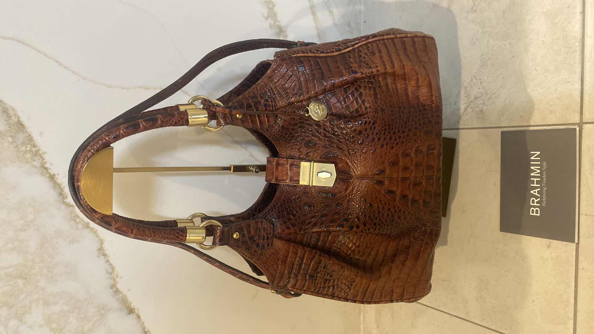 Photo 1 of  BRAHMIN DUAL CARRY PECAN MELBOURNE LEATHER SATCHEL ORIGINALLY $600 15“ x 7“ H12” EXCLUDING HANDLES INCLUDES STRAP DUST COVER & REGISTRATION CARD