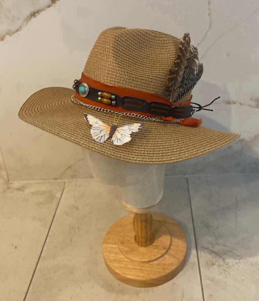 Photo 1 of NEW CUSTOM DESIGNED TAN STRAW  PAPER PANAMA WESTERN HAT (ADJUSTABLE)