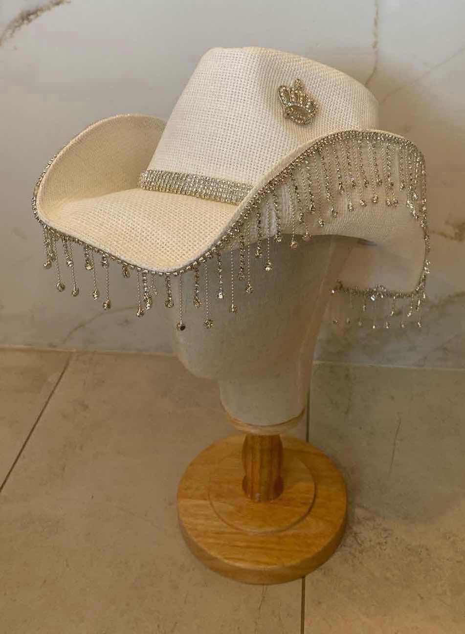 Photo 1 of NEW CUSTOM DESIGNED WHITE STRAW  PAPER WESTERN HAT (ONE SIZE FITS ALL)