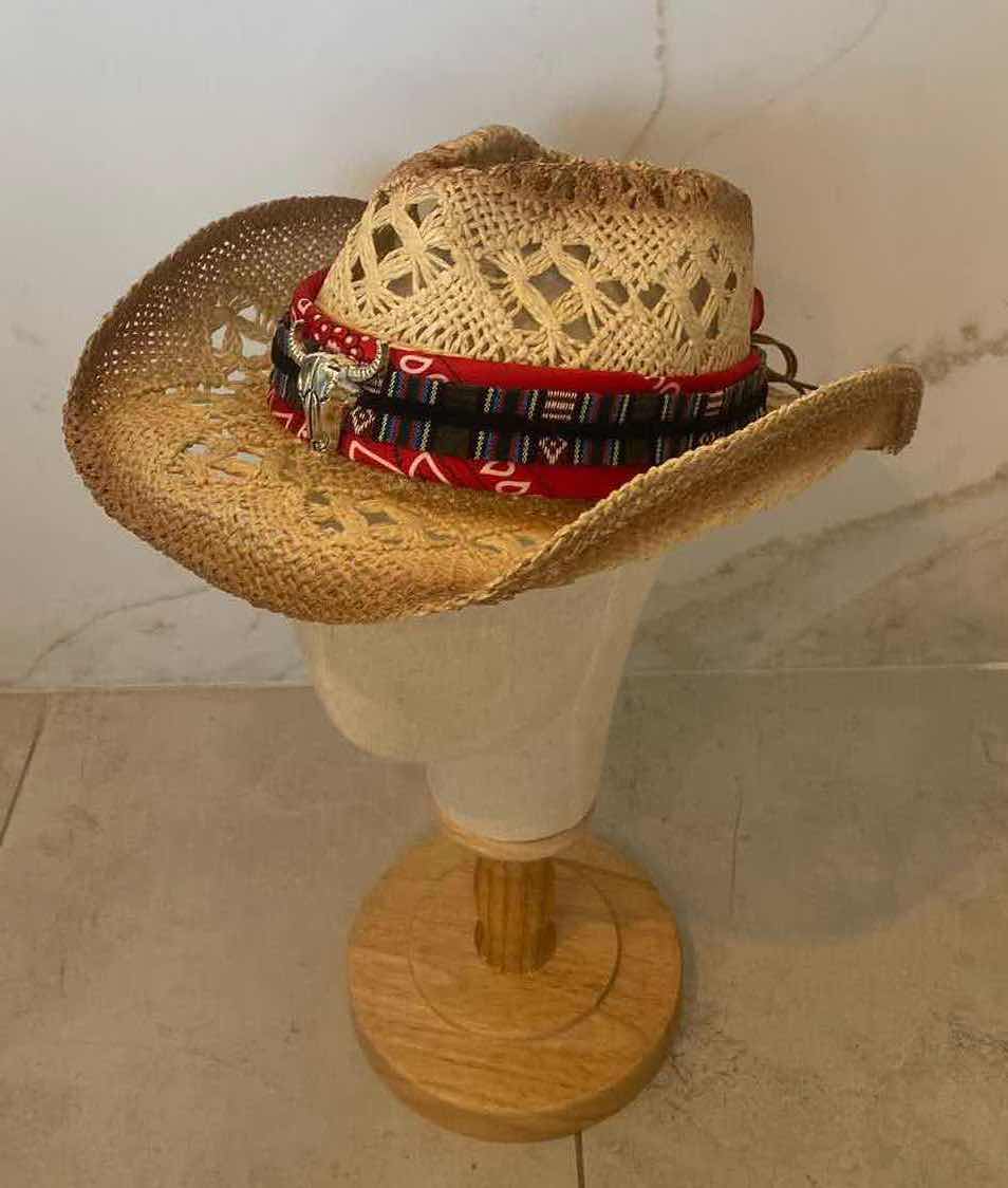 Photo 1 of NEW CUSTOM DESIGNED STRAW WESTERN COWGIRL HAT (ADJUSTABLE)