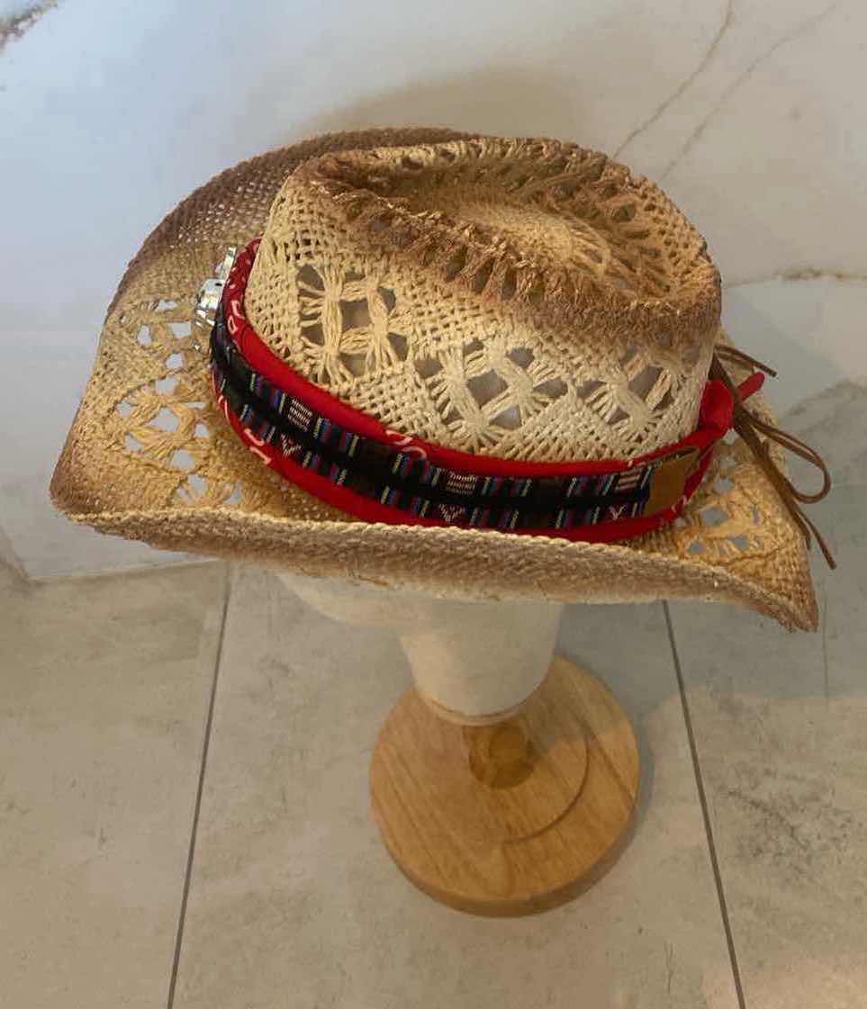 Photo 3 of NEW CUSTOM DESIGNED STRAW WESTERN COWGIRL HAT (ADJUSTABLE)