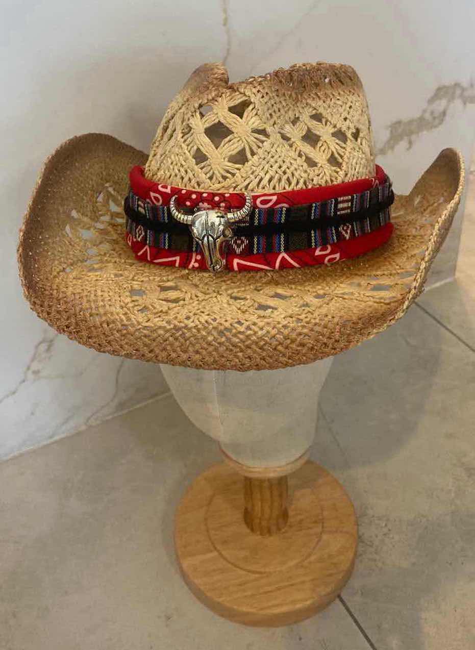 Photo 2 of NEW CUSTOM DESIGNED STRAW WESTERN COWGIRL HAT (ADJUSTABLE)