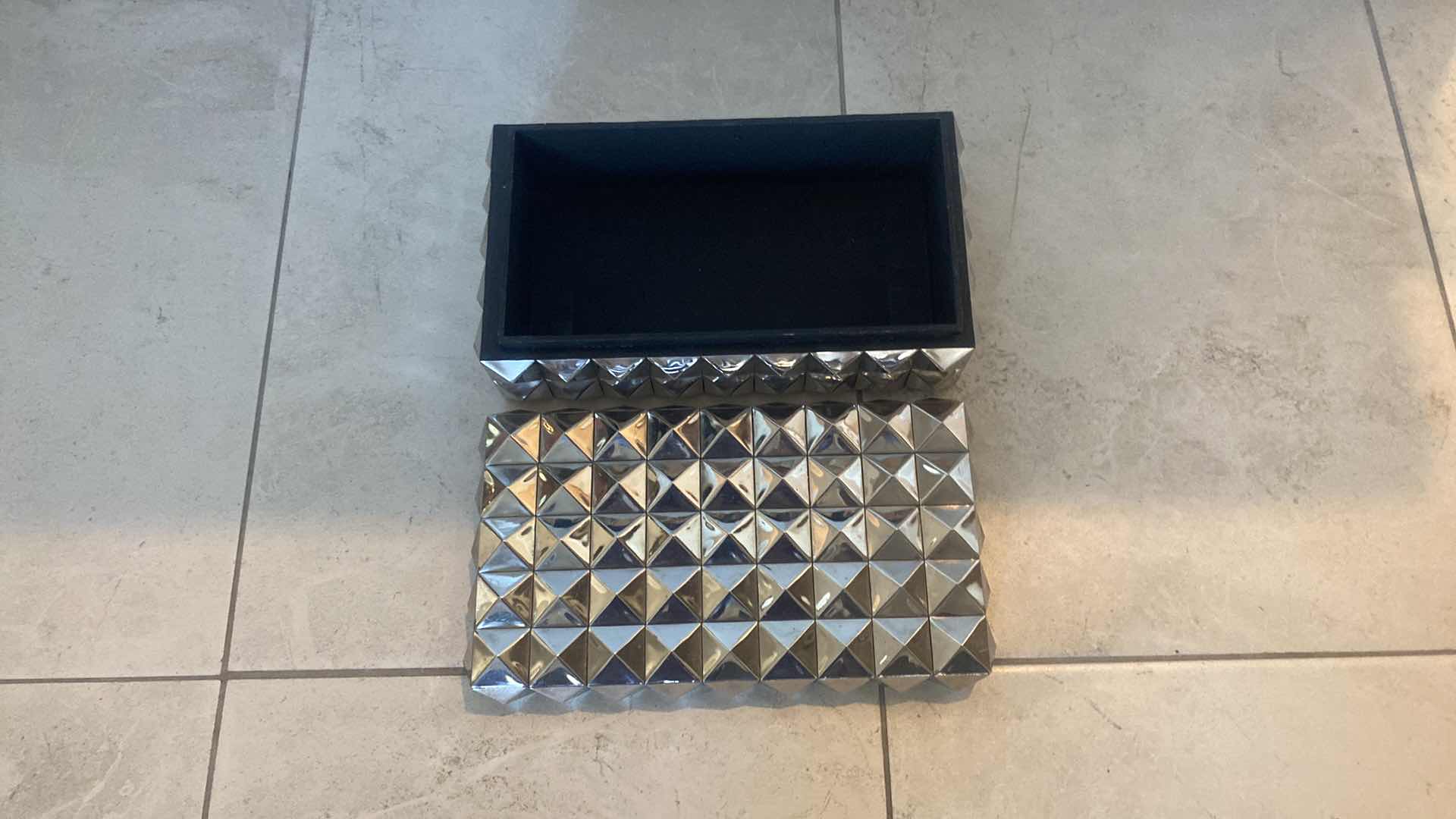 Photo 2 of Z GALLERIE STUDDED SILVER BOX 9” x 5” H3 1/2”