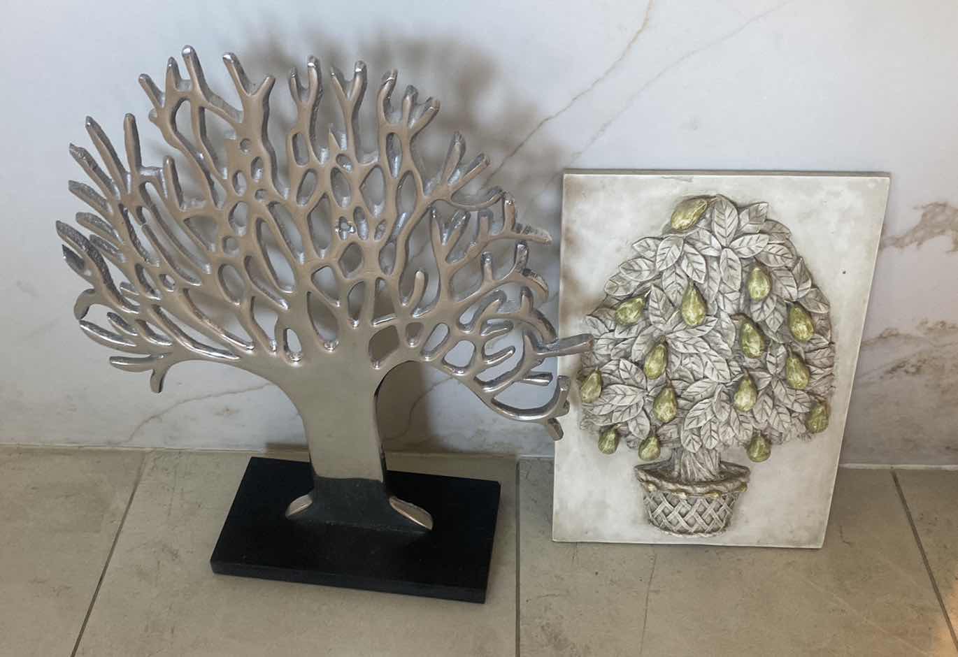 Photo 1 of 2 HOME DECOR - TREE OF LIFE H15 1/2” & PEAR TREE CAST HANGING ARTWORK 8” x 12”