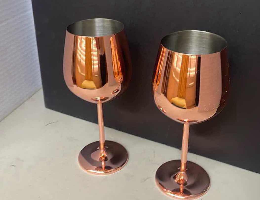 Photo 2 of TWO PIECE COPPER COLOR STEMWARE 9”