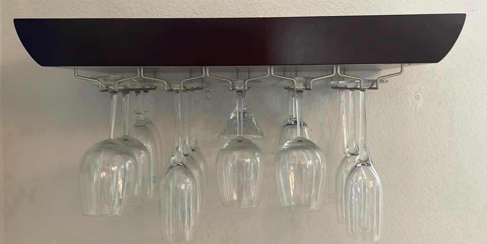 Photo 1 of WALL WINE GLASS RACK WITH GLASSWARE 12”x24”xH5”