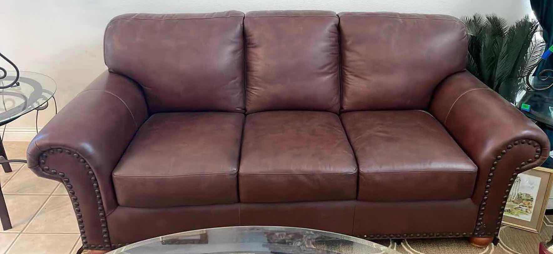 Photo 1 of 80" 3 SEATER LEATHER SOFA  H43”