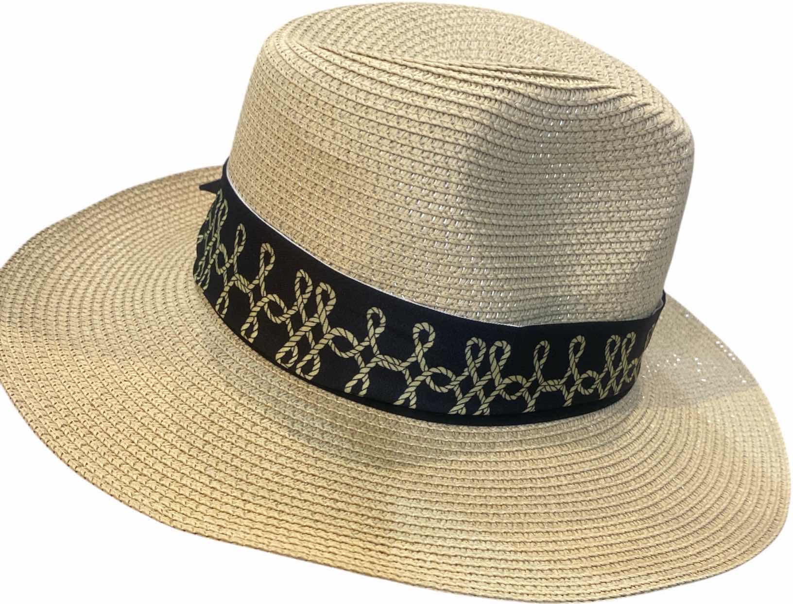 Photo 1 of PAPER PANAMA STYLE HAT WITH REMOVABLE FASHION SCARF - ONE SIZE FITS ALL- ADJUSTABLE RIBBON