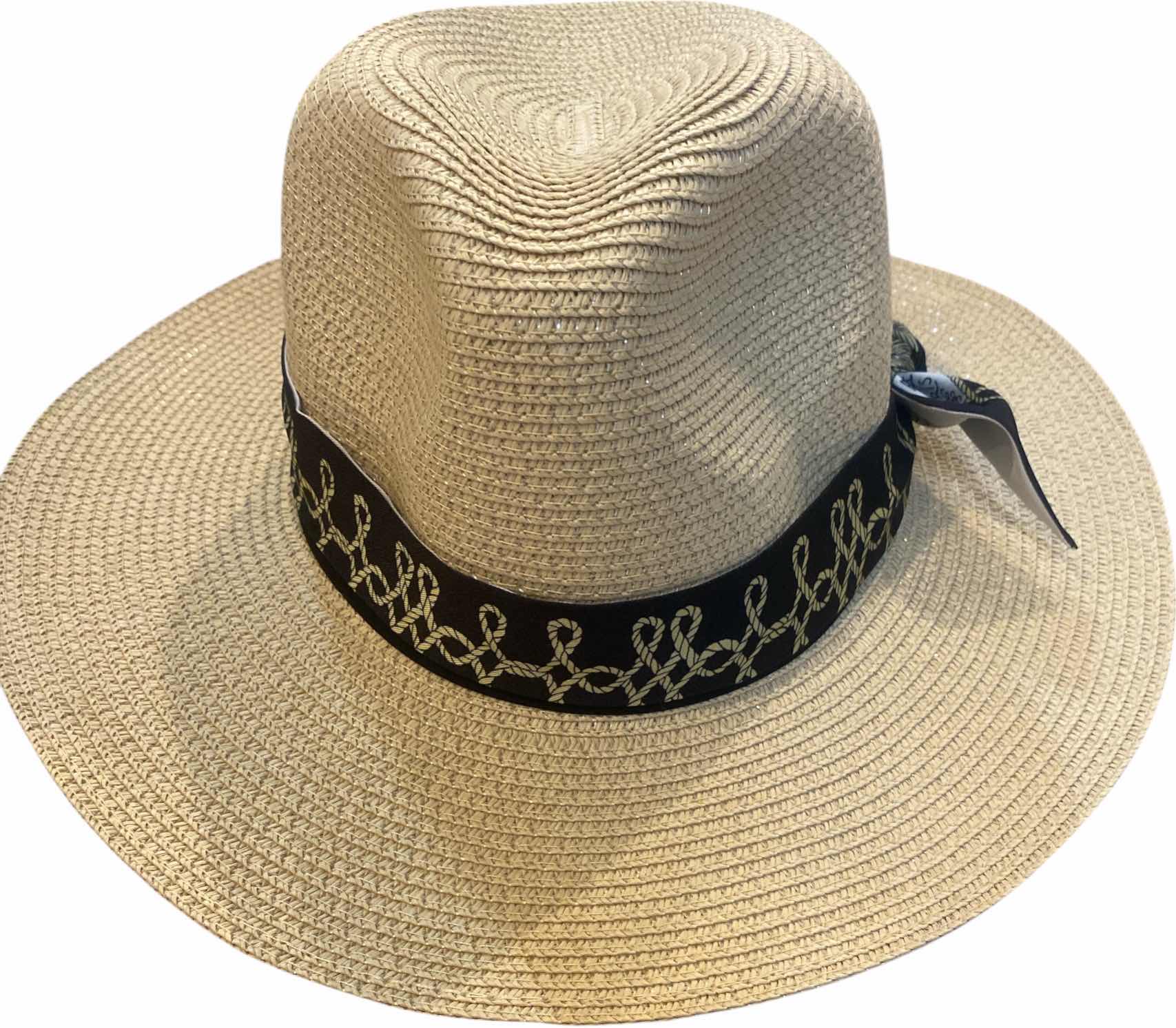 Photo 1 of PAPER PANAMA STYLE HAT WITH REMOVABLE FASHION SCARF - ONE SIZE FITS ALL- ADJUSTABLE RIBBON