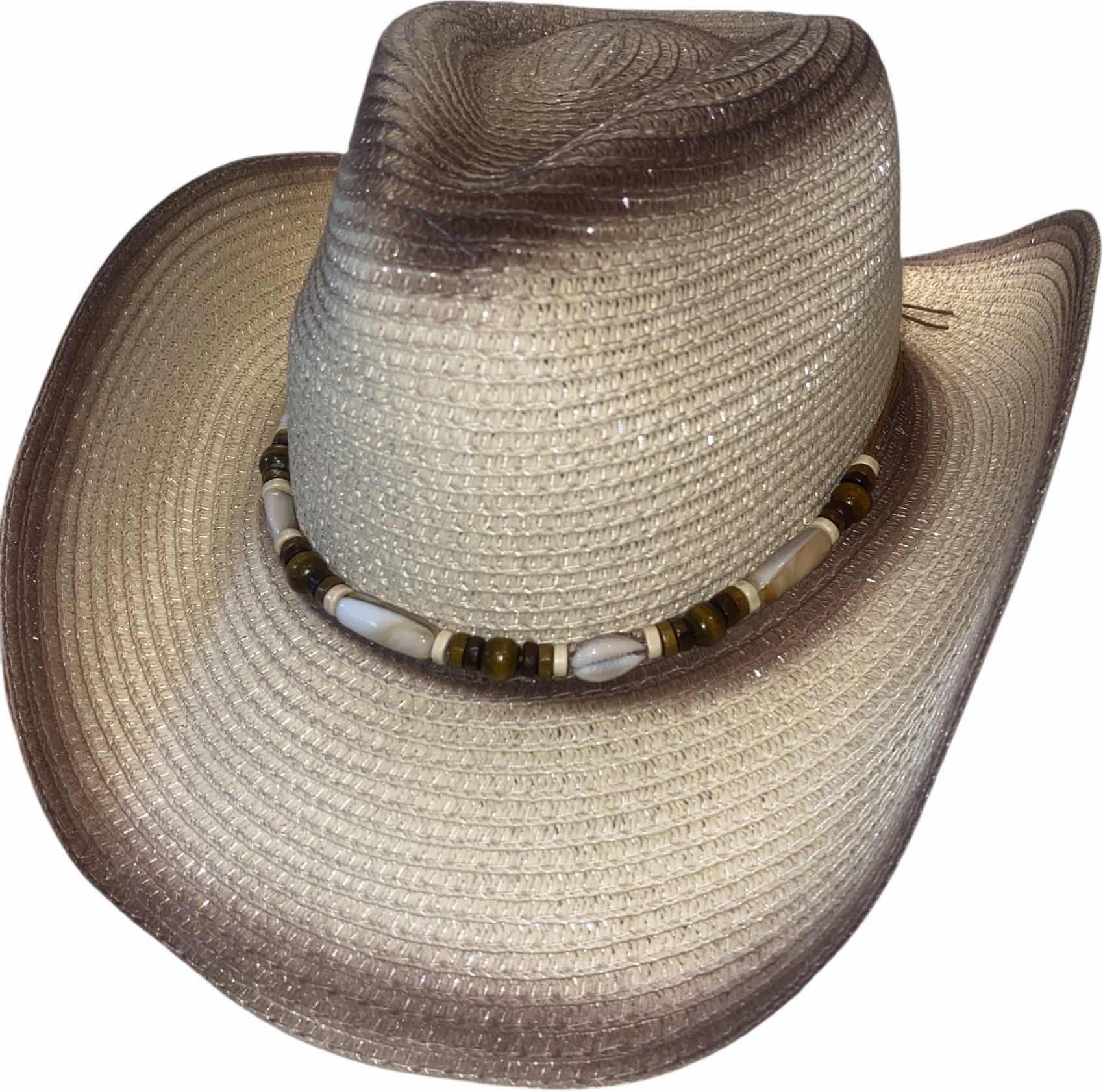 Photo 1 of NEW - CUSTOM DECORTED 100% PAPER SHAPEABLE WESTERN HAT WITH HAT BAND - ADULT SIZE WITH CHIN STRAP