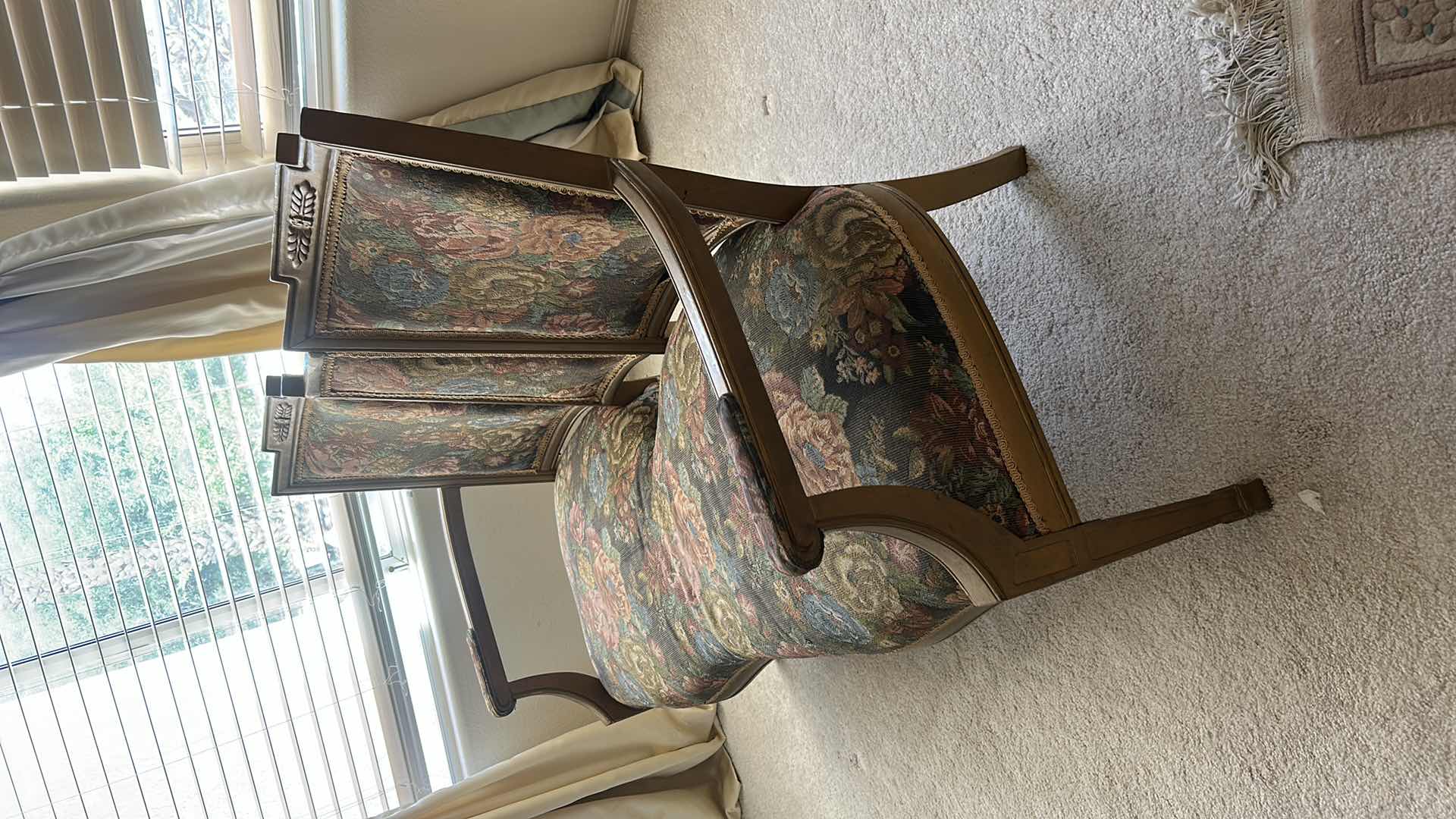 Photo 1 of VINTAGE GILDED WOOD LOVESEAT WITH TAPESTRY FABRIC 4’ x 2’ x H32”