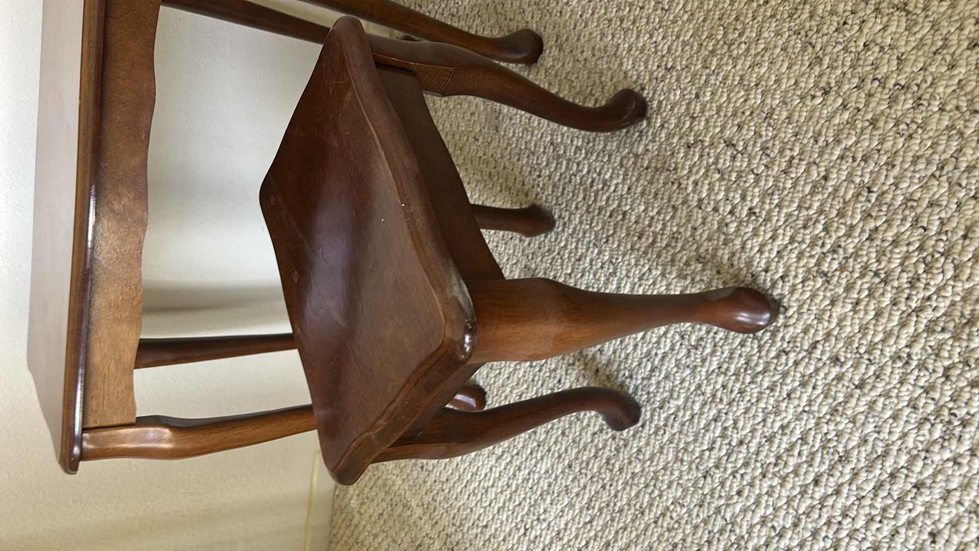 Photo 1 of 2 SMALL WOOD TABLES (SMALLEST MEASURES 12 1/2” x 9 1/2” x H14 1/2”)