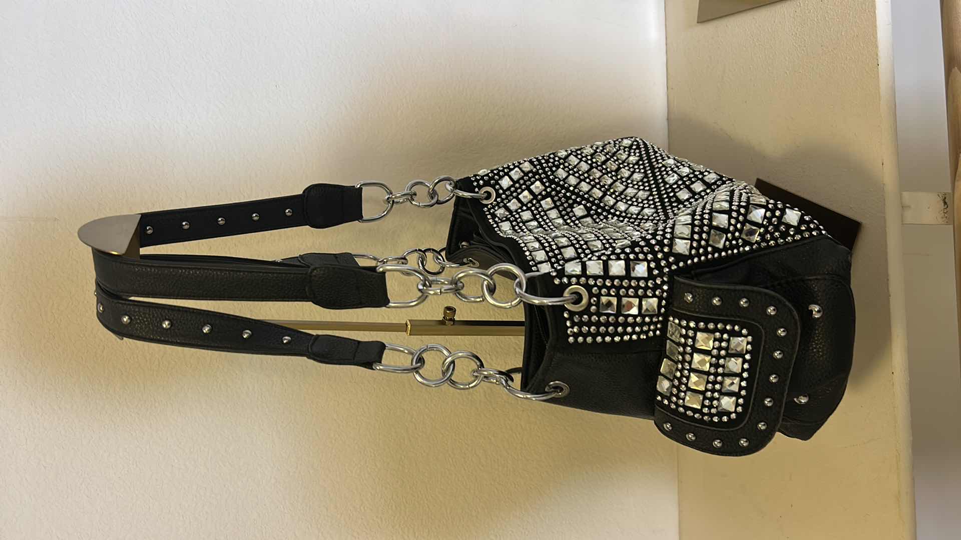 Photo 1 of WOMENS BLACK HANDBAG WITH CRYSTALS
