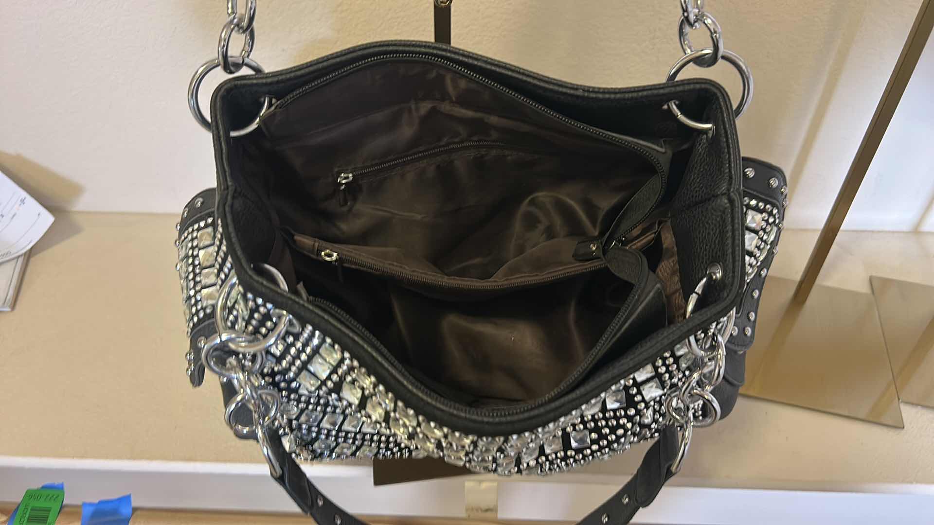 Photo 1 of WOMENS BLACK HANDBAG WITH CRYSTALS
